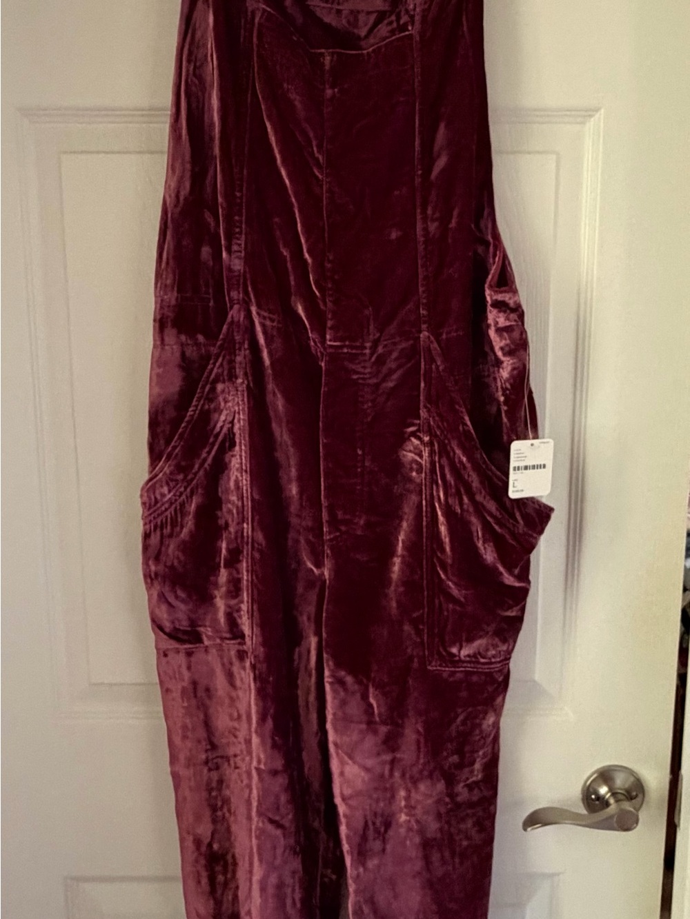 Velvet Burgundy Wide-Leg Jumper with Adjustable Straps Free People